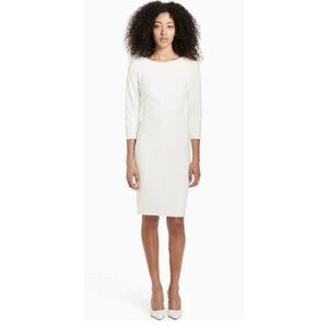 Calvin Klein White 3/4 Sleeve Sheath Dress Sz 10 NWT